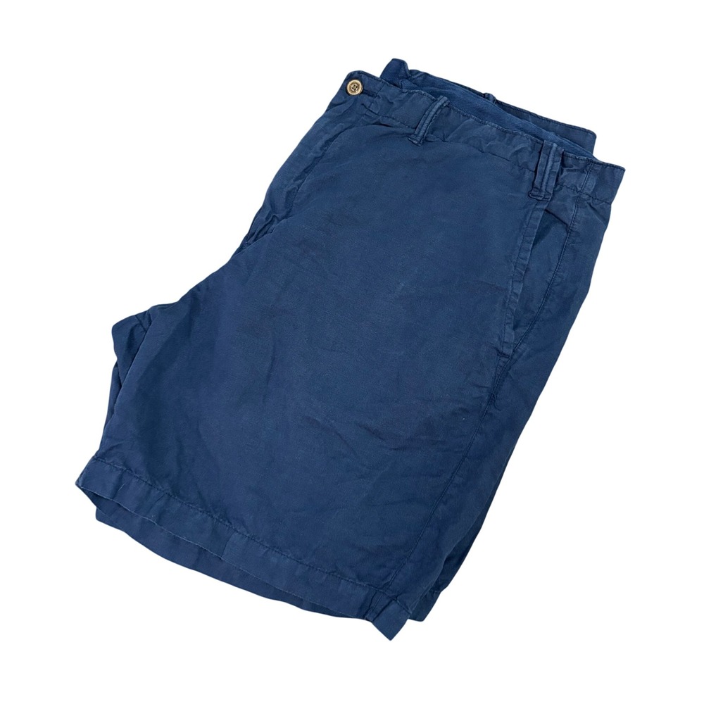 Polo Ralph Lauren Mens Navy Blue Linen Cotton Straight Fit Shorts Size‎ 42